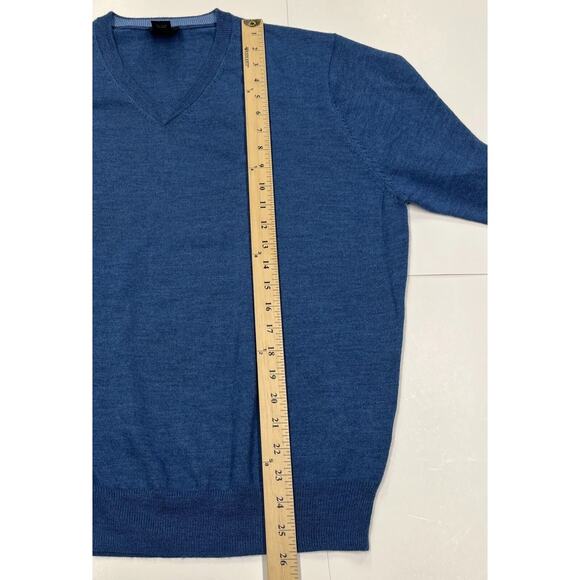 Jos A Bank Signature Collection Italian Merino Wool Sweater Blue Sz Medium - Picture 10 of 11